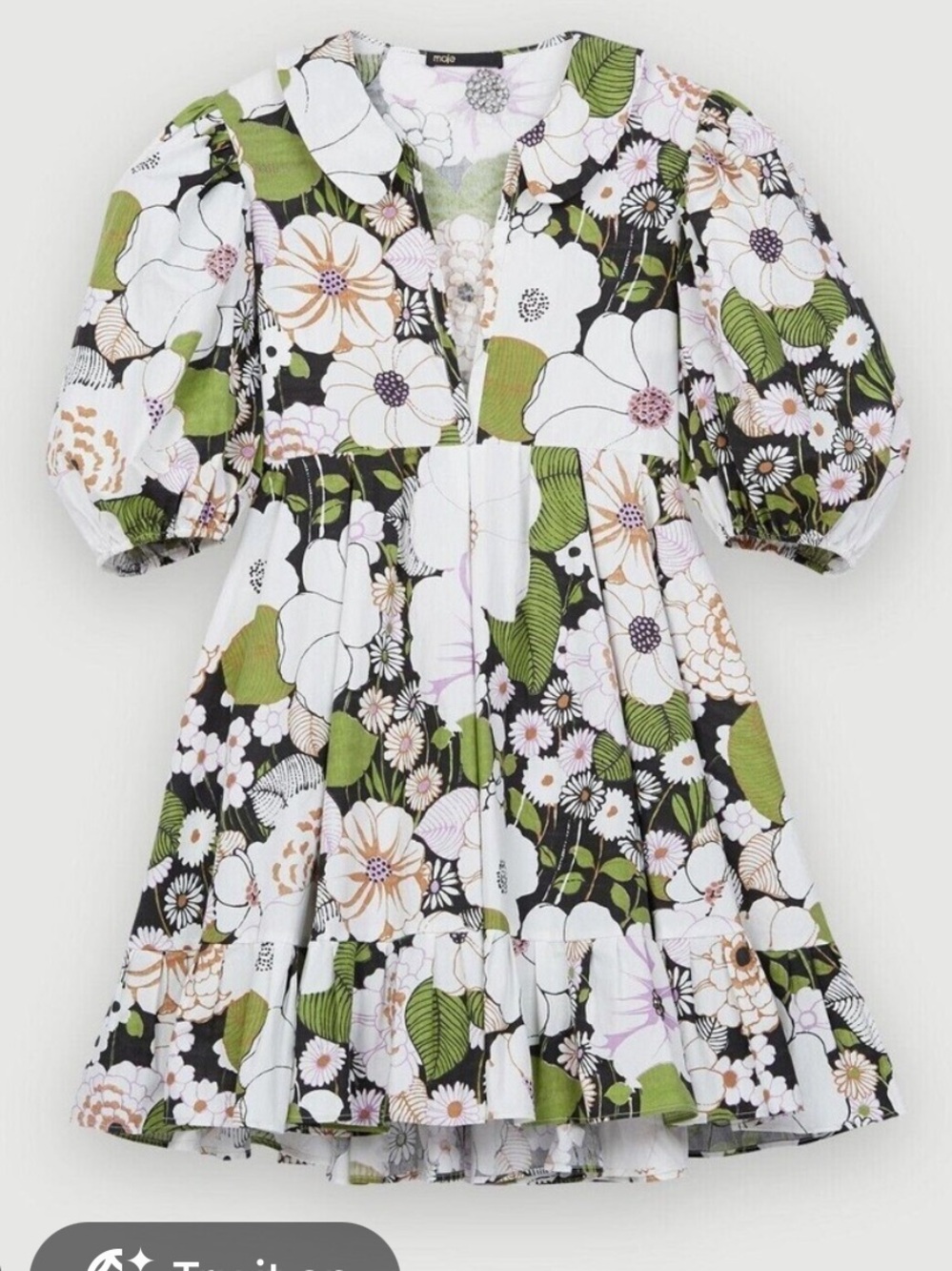 Maje Rafleur floral dress with puff sleeves